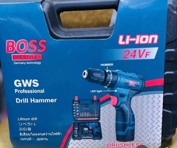 دریل پیچ گوشتی چکشی شارژی ۲۴ ولت براشلس باس مدل 24v